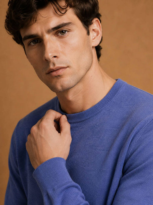 The john pullover merino mid blauw