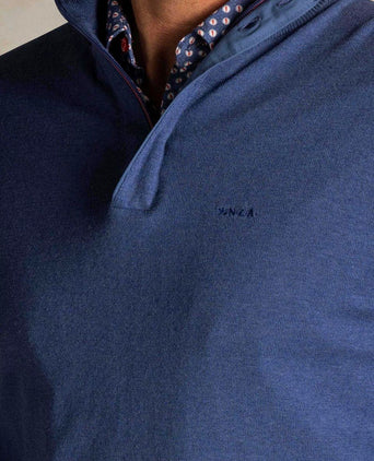 halve rits trui akar melange spring blue