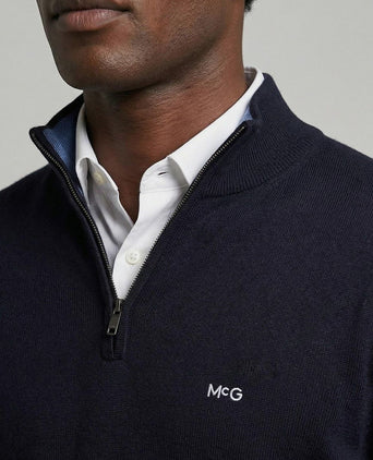 Half-zip trui cotton cashmere donkerblauw