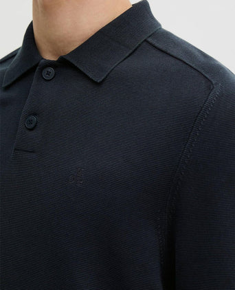 Longsleeve polo donkerblauw