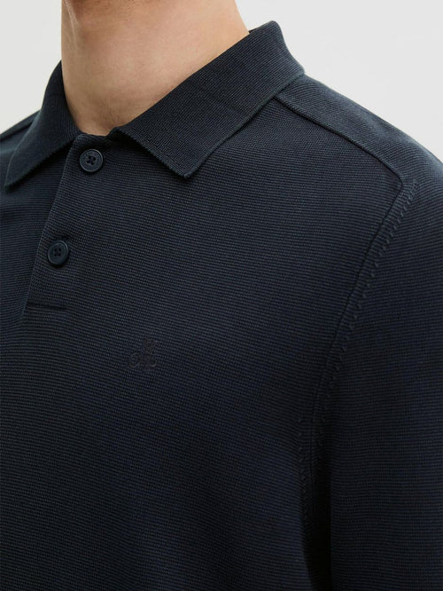 Longsleeve polo donkerblauw