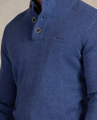 Pullover mocker eltham knit melange capri blue