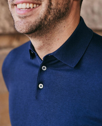 Compact cotton poloshirt donkerblauw