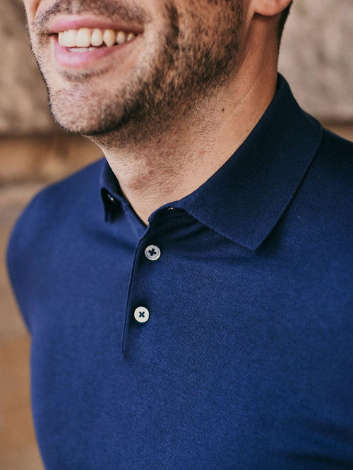 Compact cotton poloshirt donkerblauw