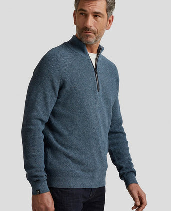 Trui halve rits blauw