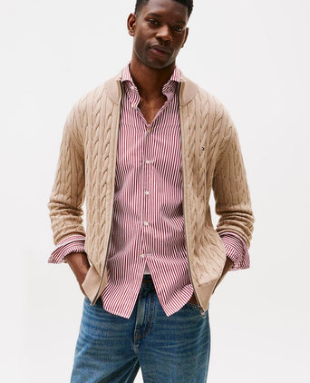 Tommy Hilfiger vest zip cable beige | Regular-fit