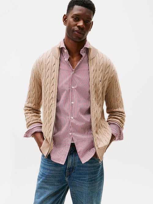 Tommy Hilfiger vest zip cable beige | Regular-fit