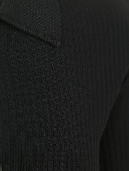 Vest button ribbed donkerblauw