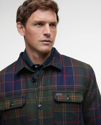 Barbour overshirt wool blend ruit willberry olive | Regular-fit