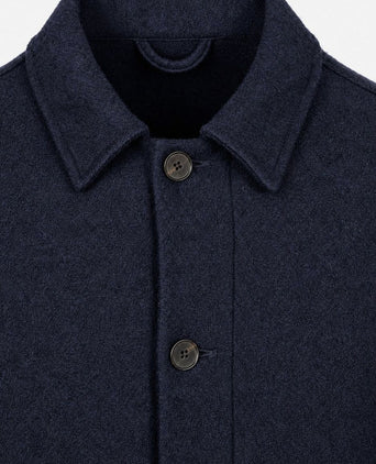 Overshirt wool bouclé donkerblauw