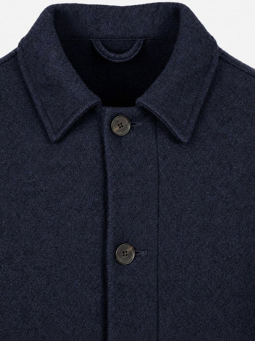Overshirt wool bouclé donkerblauw