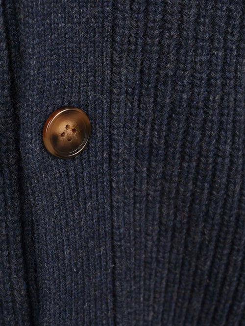 Button cardigan lamswol donkerblauw