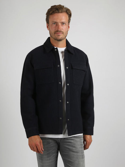 Overshirt wool blend donkerblauw