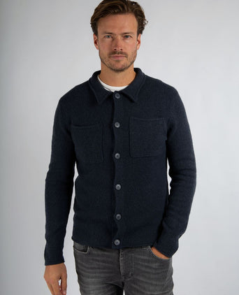 Cardigan boiled wool blauw