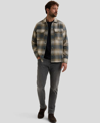 Overshirt brushed ruiten blauw