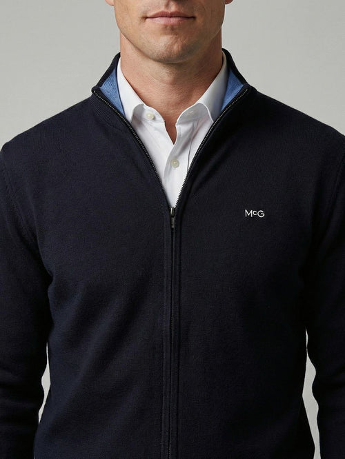 Vest cotton cashmere donkerblauw