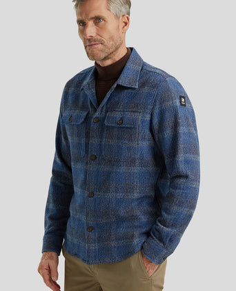 Overshirt brushed ruit blauw