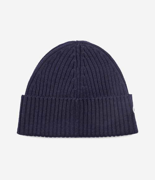 Knitted muts wol donkerblauw