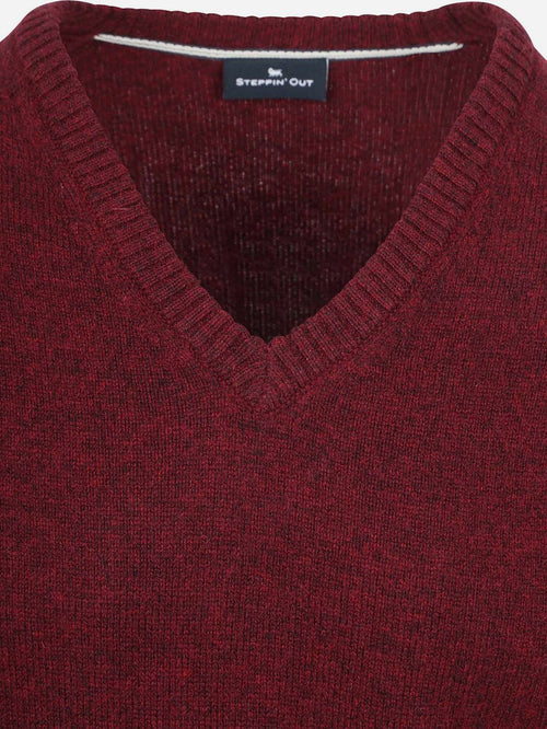 Trui v-hals lamswol bordeaux