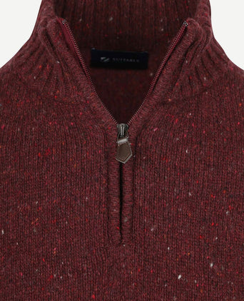 halve rits trui donnegal tweed eco wool bordeaux