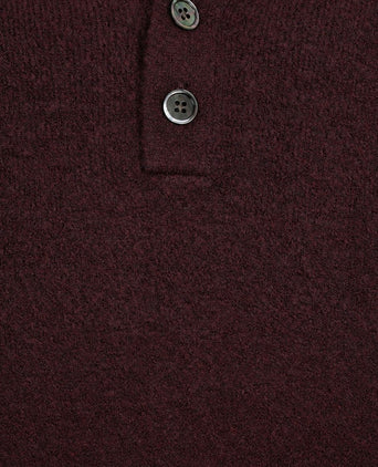 Longsleeve poloshirt boiled wool aubergine