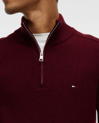 Pullover halve rits lambswool burgundy heather
