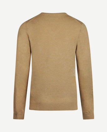 Dames pullover v-hals merinowol camel