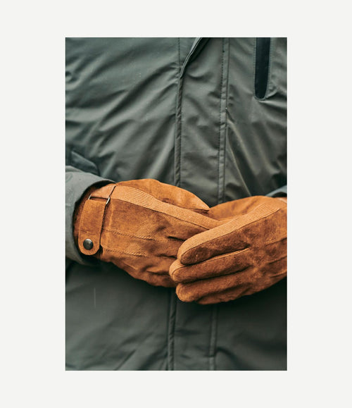 Suede handschoen camel