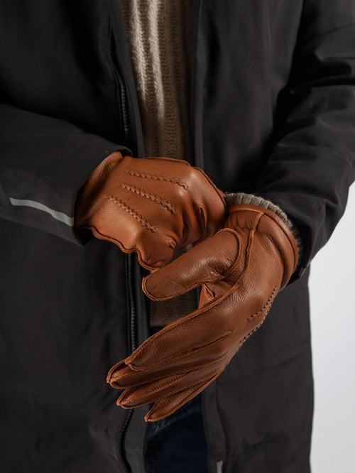 Handschoen leer camel