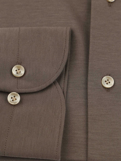 Profuomo japanese knitted overhemd bruin | Slim-fit