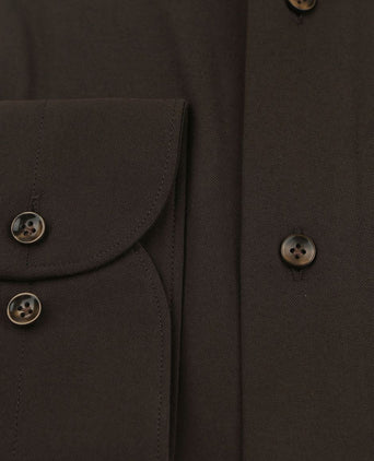 Profuomo japanese knitted overhemd donkerbruin | Slim-fit