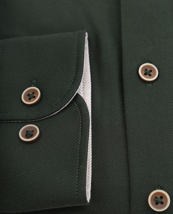Suitable herringbone overhemd donkergroen | Slim-fit