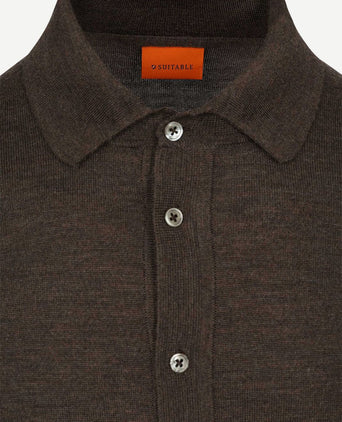 Cardigan shirt merino bruin