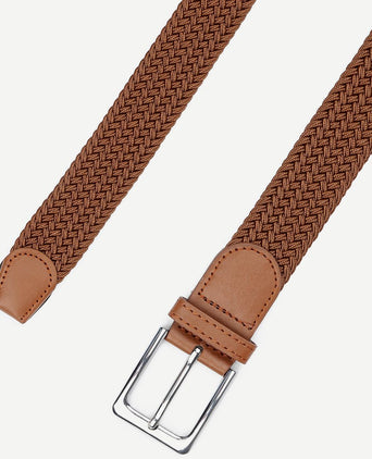 Geweven riem taupe cognac
