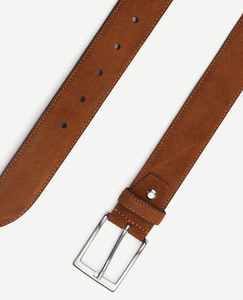 Riem suède leer cognac