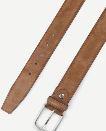 Riem suède leer cognac