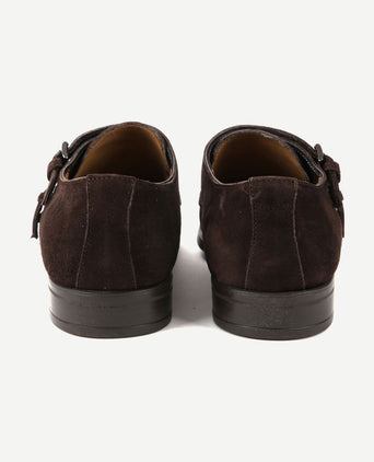 Amalfi schoen monk strap bruin suede