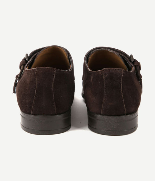 Amalfi schoen monk strap bruin suede