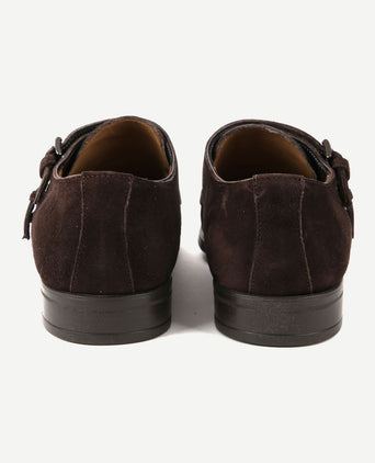 Amalfi schoen monk strap bruin suede