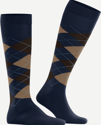 Burlington Edinburgh kniekousen wol donkerblauw