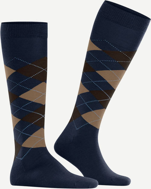 Burlington Edinburgh kniekousen wol donkerblauw