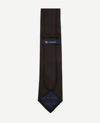 Suitable zijde stropdas donkerbruin