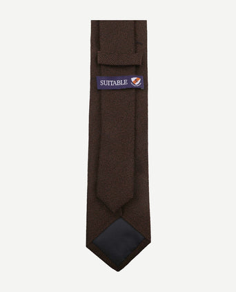 Suitable stropdas wol/zijde visgraat bruin