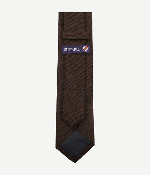 Suitable stropdas wol/zijde visgraat bruin
