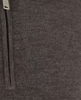 Profuomo halve rits pullover merinowol donkerbruin