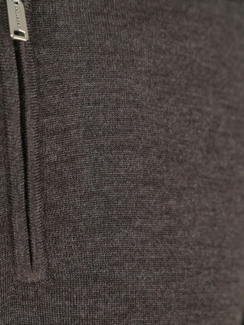 Profuomo halve rits pullover merinowol donkerbruin