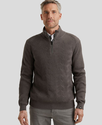 Vanguard trui halve rits structuur taupe | Regular-fit