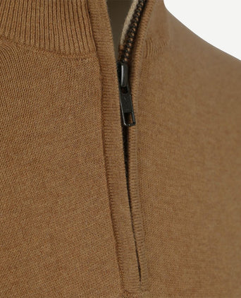 Half-zip trui cotton cashmere camel