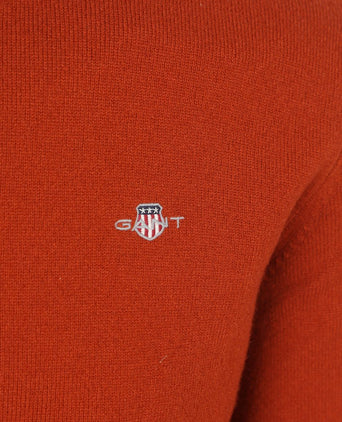 Halfzip wol trui logo rust