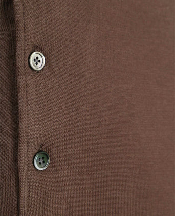 Longsleeve poloshirt luxury basic bruin